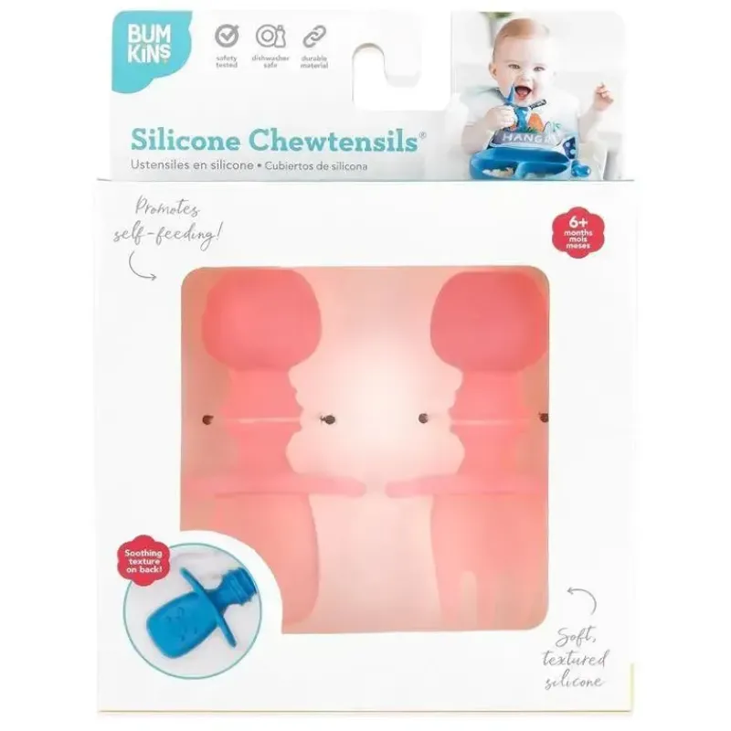 bumkins__conjunto_de_uten_SKUFyseCUOC_3.webp Bumkins - Conjunto de utensílios para bebês, mastigáveis de silicone, gelatina rosa Clearance