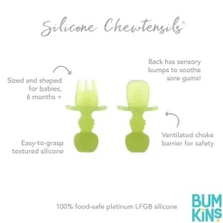 Bumkins - Conjunto de Utensílios para Bebês, Mastigadores de Silicone, Geléia Verde Discount