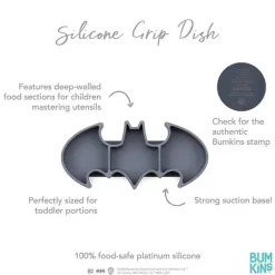 Bumkins - Dc Comics Silicone Grip Dish, Batman Best