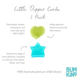 Bumkins - Dippers de silicone para bebês, anexados a tigelas, pratos e pratos, 2 unidades, Aqua Jelly Outlet