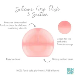 Bumkins - placa de sucção para crianças e bebês, prato de silicone dividido, gelatina rosa Clearance