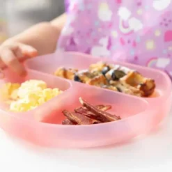 Bumkins - placa de sucção para crianças e bebês, prato de silicone dividido, gelatina rosa Clearance