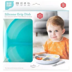 Bumkins - placa de sucção para crianças e bebês, prato de silicone dividido, geléia azul Outlet