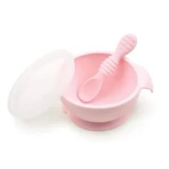 Bumkins - Primeiro conjunto de alimentação de silicone com tampa e colher, rosa Online