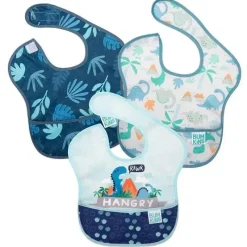 Bumkins - SuperBib 3 Pack, Dinossauros/Trópico Azul New