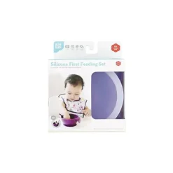 Bumkins silicone primeiro conjunto de alimentação com tampa e colher, lavanda Fashion