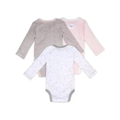 Burt's Bees Baby Burts Bees - 3 conjuntos de macacões orgânicos de manga comprida para bebês meninas, dentes-de-leão empoeirados New
