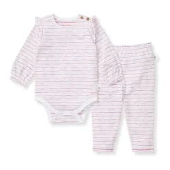 Burt's Bees Baby Burts Bees - Baby Girl Slub Stripe Bodysuit Set, Crocus Best