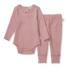 Burt's Bees Baby Burts Bees - Baby Girl Thermal Bodysuit & Pant Set, Persian Rose Fashion