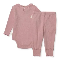Burt's Bees Baby Burts Bees - Baby Girl Thermal Bodysuit & Pant Set, Persian Rose Fashion