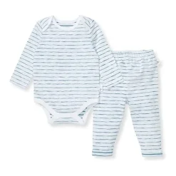 Burt's Bees Baby Burts Bees - Baby Slub Stripe Bodysuit Set Underwater Clearance