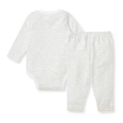 Burt's Bees Baby Burts Bees - Baby Unisex Slub Stripe Bodysuit Set, Mossy Green Online