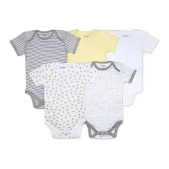 Burt's Bees Baby Burts Bees – Bodysuits de manga curta 5Pk, Sunshine Clearance