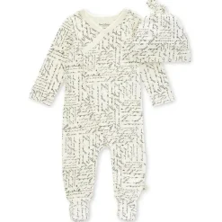 Burt's Bees Baby Burts Bees – Conjunto de macacão e chapéu com nó My Love Will Follow Footed, casca de ovo Online