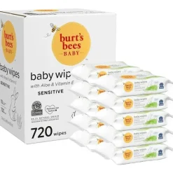 Burt's Bees Baby Burt's Bees - Lenços umedecidos naturais sem cheiro para pele sensível, 72 lenços umedecidos com 10 unidades New