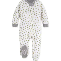 Burt's Bees Baby Burts Bees - Pijama Honey Bee Orgânico para dormir e brincar para bebês, cinza urze Fashion