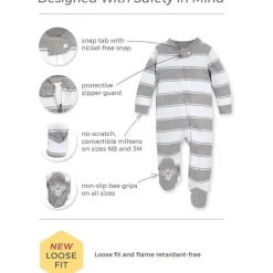 Burt's Bees Baby Burts Bees - Pijama Honey Bee Orgânico para dormir e brincar para bebês, cinza urze Fashion