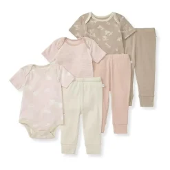 Burt's Bees Baby Burts Bees - 6Pk Baby Girl Organic Cotton Bodysuit & Pant Set, Ranunculus Online