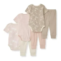 Burt's Bees Baby Burts Bees - 6Pk Baby Girl Organic Cotton Bodysuit & Pant Set, Ranunculus Online