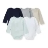 Burt's Bees Baby Burts Bees - 5Pk Baby Unisex Solid Long Sleeve Bodysuits, Midnight Sale