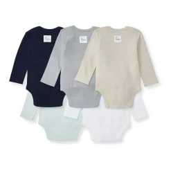 Burt's Bees Baby Burts Bees - 5Pk Baby Unisex Solid Long Sleeve Bodysuits, Midnight Sale