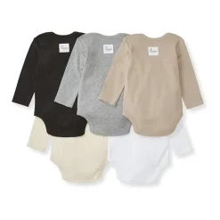 Burt's Bees Baby Burts Bees - 5Pk Baby Unisex Solid Long Sleeve Bodysuits, Ash New
