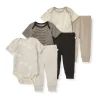Burt's Bees Baby Burts Bees - 6Pk Baby Unisex Organic Cotton Bodysuit & Pant Set, Limestone Clearance