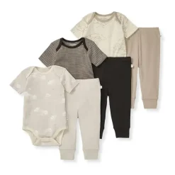 Burt's Bees Baby Burts Bees - 6Pk Baby Unisex Organic Cotton Bodysuit & Pant Set, Limestone Clearance