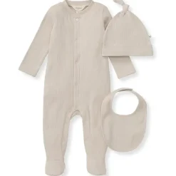 Burt's Bees Baby Burts Bees - 3Pk Jumpsuit, Hat & Bib Set, Limestone Outlet