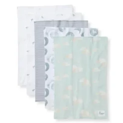 Burt's Bees Baby Burts Bees - Set Of 5 Hello Moon Burp Cloths, Quarry Best