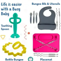 Busy Baby - tapete de silicone, ventosas, 4 alças para proteger os itens essenciais do bebê, hortelã Hot