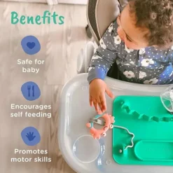 Busy Baby - tapete de silicone, ventosas, 4 alças para proteger os itens essenciais do bebê, hortelã Hot