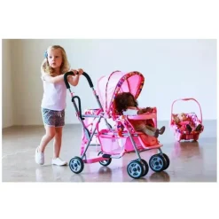 Joovy Carrinho Tandem Toy Doll Caboose, ponto rosa Hot