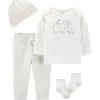 Carter's Carter's - Conjunto de 4 peças de amendoim para levar para casa, marfim/urze Best