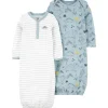 Carter's Carter's - Pacote de 2 vestidos de dormir de bebê - Dino Branco/Azul Discount