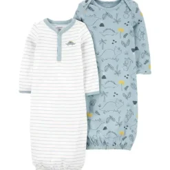 Carter's Carter's - Pacote de 2 vestidos de dormir de bebê - Dino Branco/Azul Discount