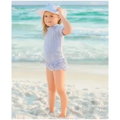 RuffleButts Chapéu de natação Periwinkle Blue Seersucker, 3T-5 Outlet