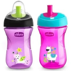 Chicco - Copo Treinador de Palha Natural Fit, Rosa/Roxo New