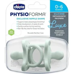 Chicco - PhysioForma Chupeta 100% Silicone Suave para Bebés dos 0 aos 6 meses Menta New