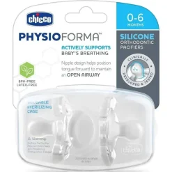Chicco - PhysioForma Chupeta 100% Silicone Suave para Bebés dos 0 aos 6 meses Transparente Clearance