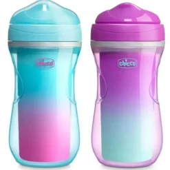 Chicco - 2Pk Isolado Rim Spout Trainer Sippy Cup 9 Oz. Rosa/Teal/Roxo Ombré Hot