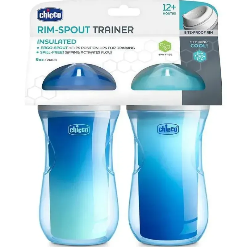 chicco__pk_isolado_rim_sp_SKUm28IxbmL_1.webp Chicco - 2Pk Isolado Rim Spout Trainer Sippy Cup 9 Oz. Ombré azul/petróleo Discount