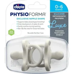 Chicco PhysioForma Luxe Chupeta de silicone para bebês de 0 a 6 meses cinza pérola Clearance