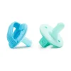 Munchkin Chupeta de silicone Sili-Soothe &amp; Teethe + mordedor - 2 unidades, azul/verde Online