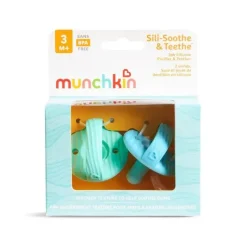 Munchkin Chupeta de silicone Sili-Soothe &amp; Teethe + mordedor - 2 unidades, azul/verde Online