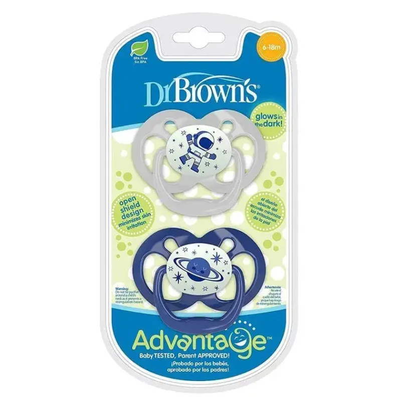 chupeta_dr_browns_advanta_SKUdzHuvYEi_3.webp Dr. Brown's Chupeta Dr. Brown's Advantage, Estágio 2, Brilha no Escuro, Azul, Pacote com 2 Discount