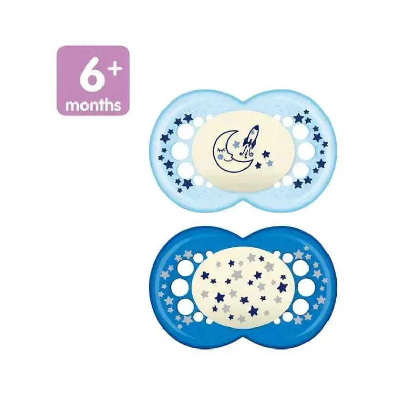 Mam Chupeta Night 6+ M, cores podem variar, pacote de 2 Outlet