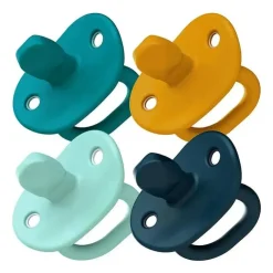 Boon Chupeta ortodôntica Jewl, chupeta de silicone estágio 1 recém-nascido +, pacote de 4, azul Fashion