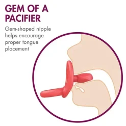 Boon Chupeta ortodôntica Jewl, estágio 2, 3 meses + chupeta de silicone, embalagem de 2, rosa Fashion