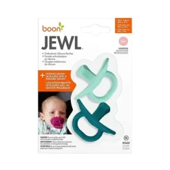 Boon Chupeta ortodôntica Jewl, chupeta de silicone, estágio 2, 3 meses +, pacote de 2, azul Hot